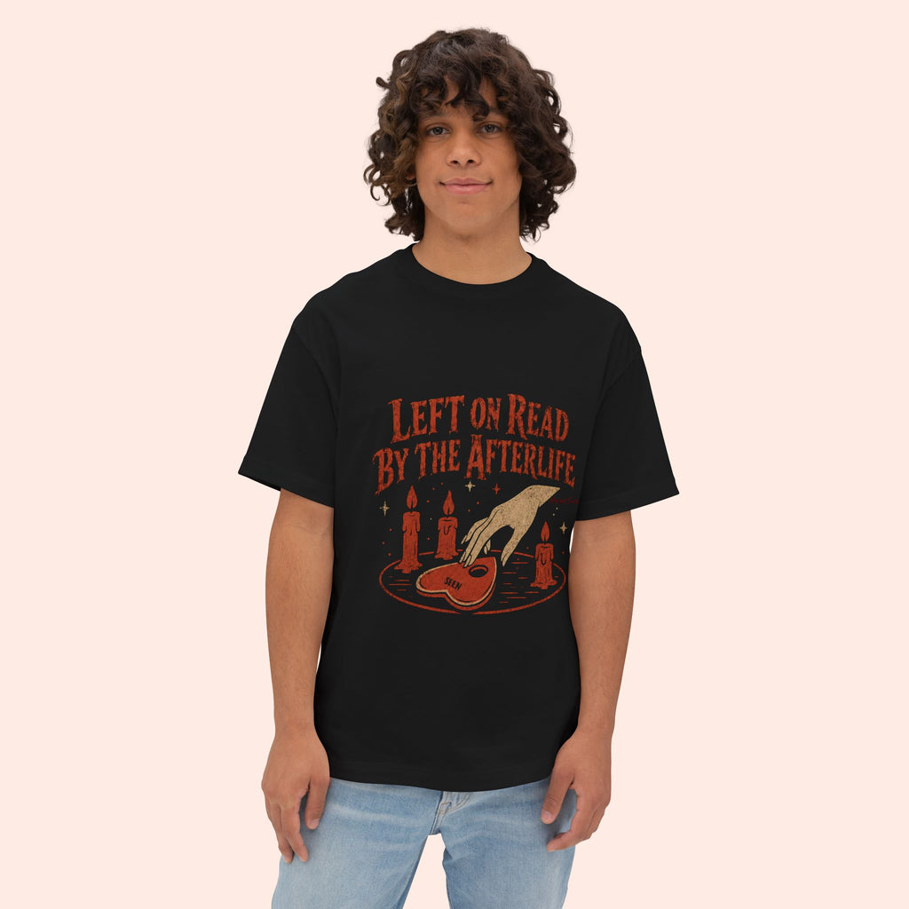 Left on Read by the Afterlife – Vintage Halloween Long Boxy T-Shirt