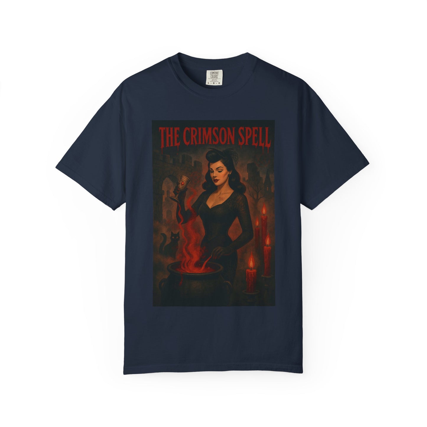 The Crimson Spell Halloween Unisex T-Shirt – Retro Witch Graphic Tee, Vintage Horror Spooky Top,  Scary Season Shirt - Madame Soulière