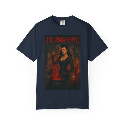 The Crimson Spell Halloween Unisex T-Shirt – Retro Witch Graphic Tee, Vintage Horror Spooky Top,  Scary Season Shirt - Madame Soulière