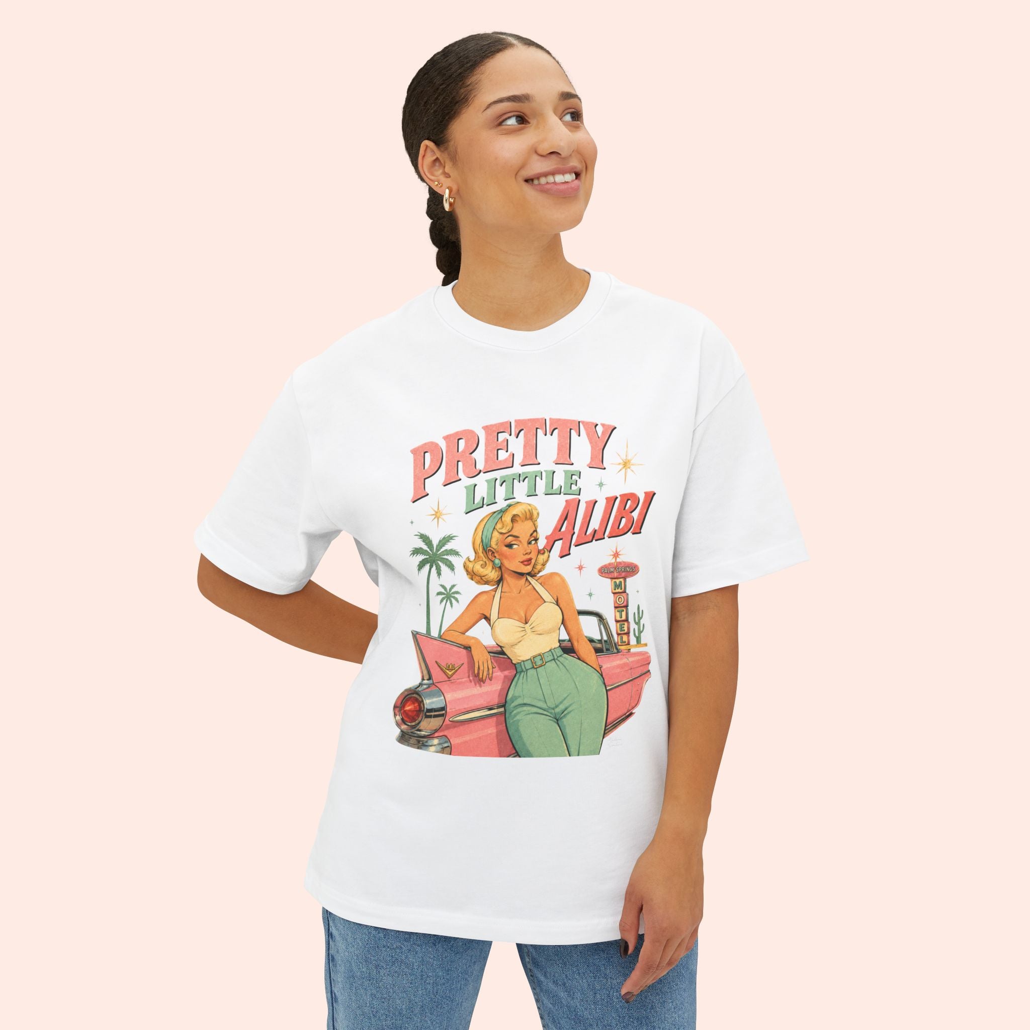 Pretty Little Alibi - Retro Pin Up Long Boxy T-Shirt