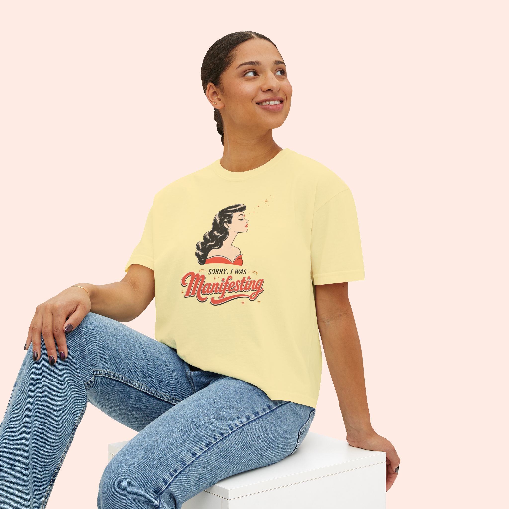 Sorry I Was Manifesting – Retro Vintage Boxy T-Shirt