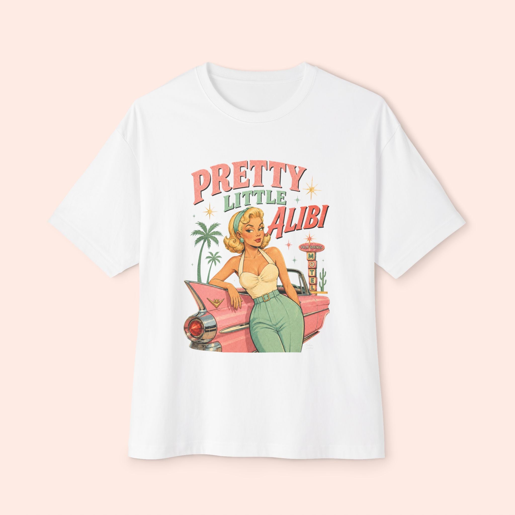 Pretty Little Alibi - Retro Pin Up Long Boxy T-Shirt