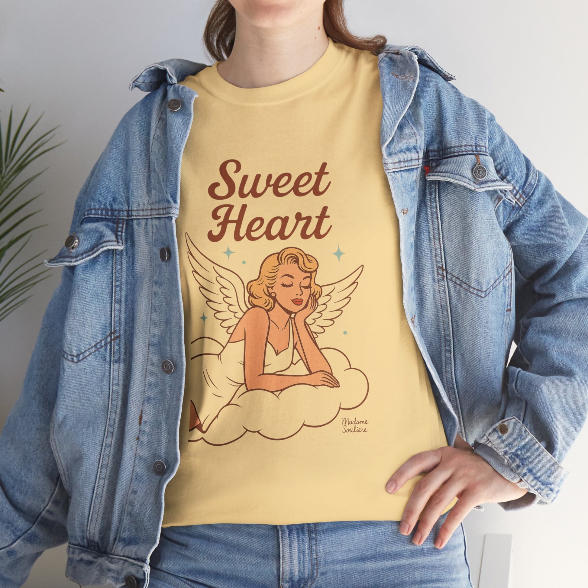 Sweet Heart Unisex T-Shirt – Retro Angel Graphic Tee, Vintage Pin Up Inspired Top, Feminine Heaven Sent Shirt - Madame Soulière