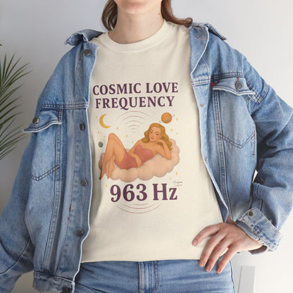 Cosmic Love Frequency 963 Hz Unisex T-Shirt – Retro Vintage Spiritual Graphic Tee, Angel Number Vibes, Feminine Pin Up Inspired Top - Madame Soulière