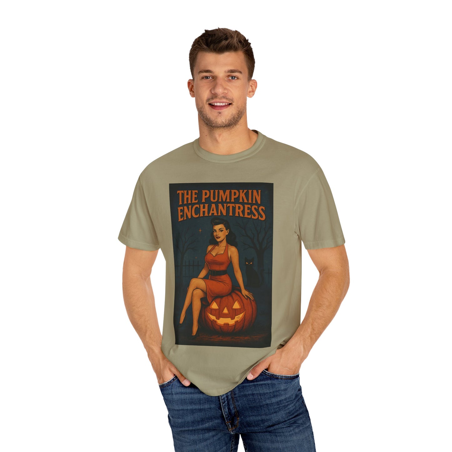 The Pumpkin Enchantress Halloween Unisex T-Shirt – Retro Witch Graphic Tee, Vintage Pumpkin Horror Top, Spooky Unisex Scary Season Shirt - Madame Soulière