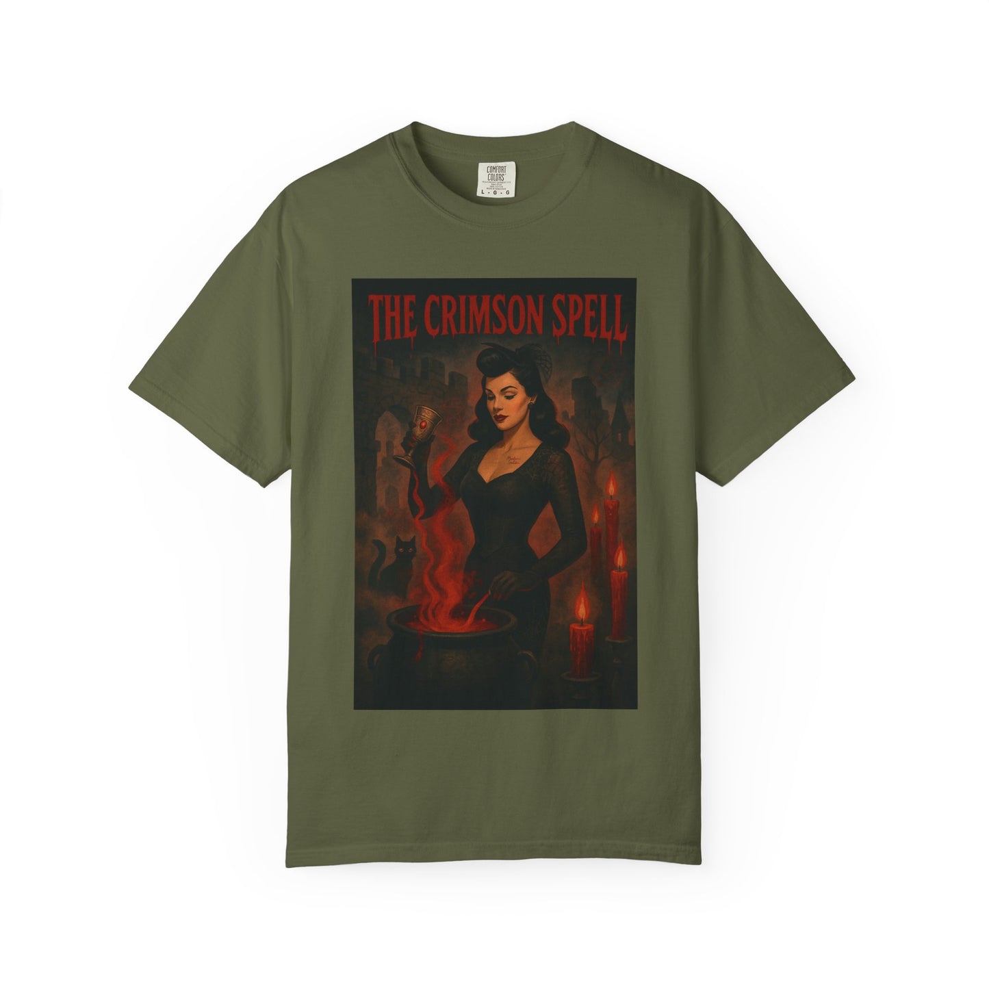The Crimson Spell Halloween Unisex T-Shirt – Retro Witch Graphic Tee, Vintage Horror Spooky Top,  Scary Season Shirt - Madame Soulière
