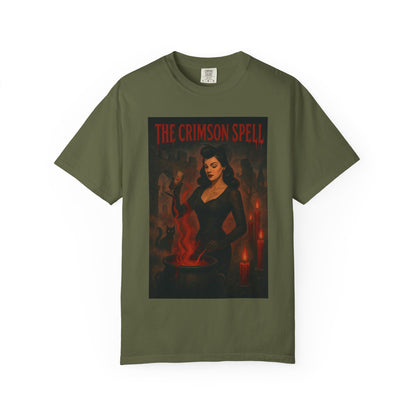 The Crimson Spell Halloween Unisex T-Shirt – Retro Witch Graphic Tee, Vintage Horror Spooky Top,  Scary Season Shirt - Madame Soulière
