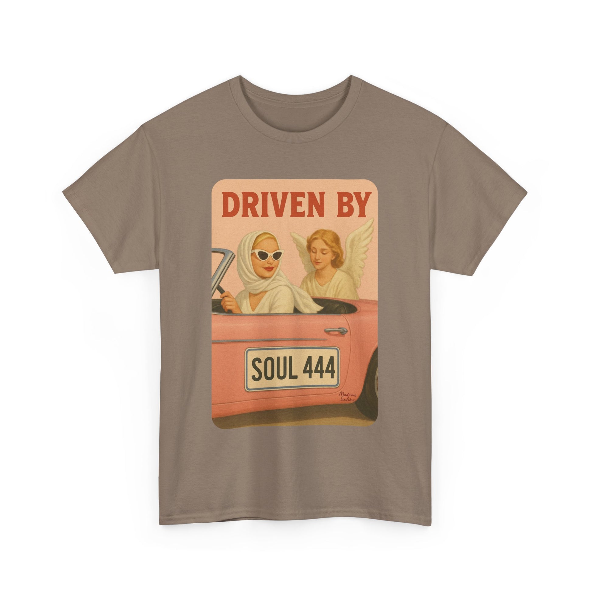 Driven by Soul 444 – Angel Number Retro Graphic Tee | Unisex Vintage Empowerment Shirt - Madame Soulière