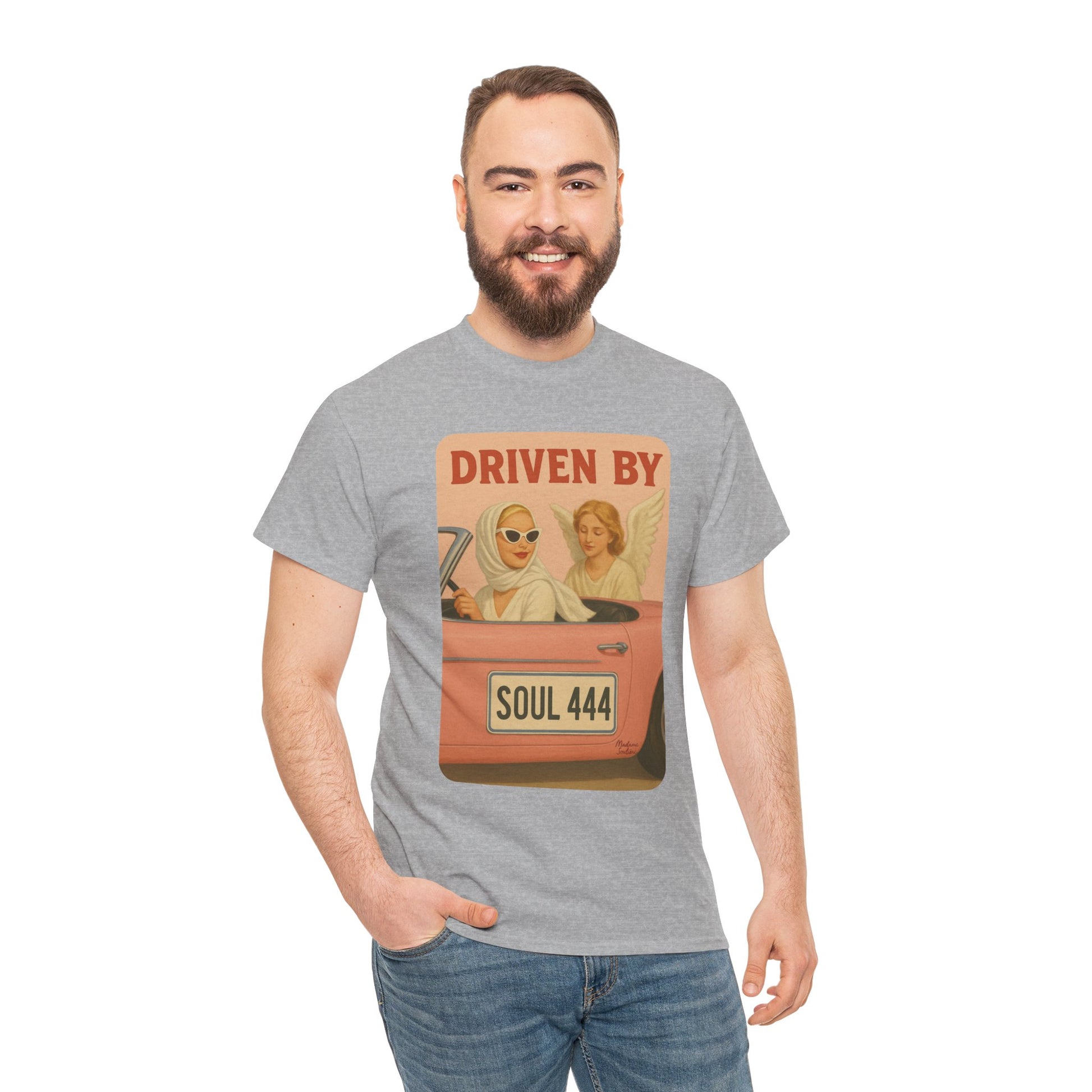 Driven by Soul 444 – Angel Number Retro Graphic Tee | Unisex Vintage Empowerment Shirt - Madame Soulière