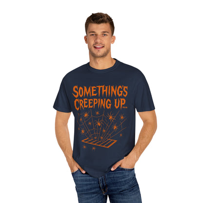 Halloween Creepy Unisex T-Shirt – Something’s Creeping Up Graphic Tee, Retro Vintage Spooky Top, Scary Season - Madame Soulière