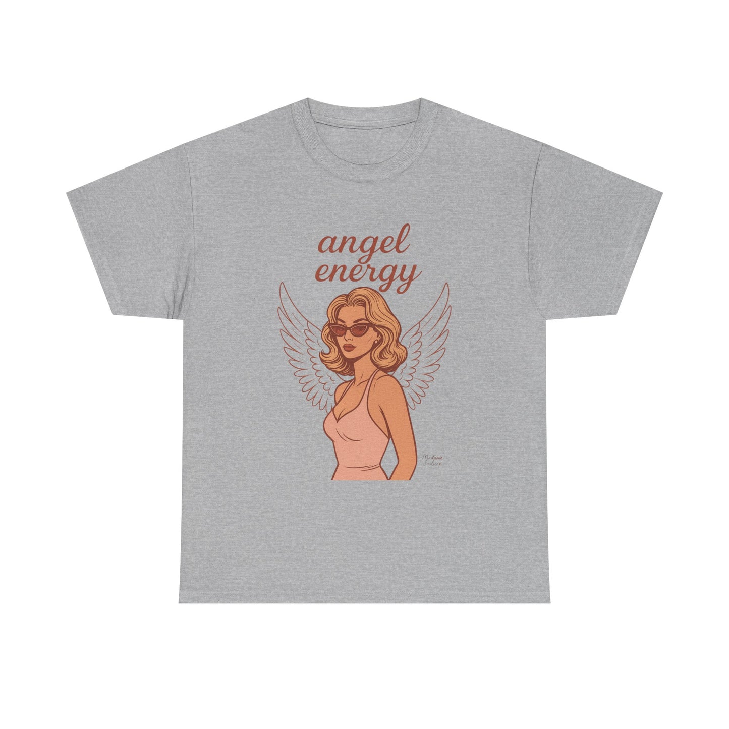Angel Energy Unisex T-Shirt – Vintage Retro Graphic Tee, Spiritual Pin Up Shirt, Feminine Aesthetic Empowerment Top - Madame Soulière