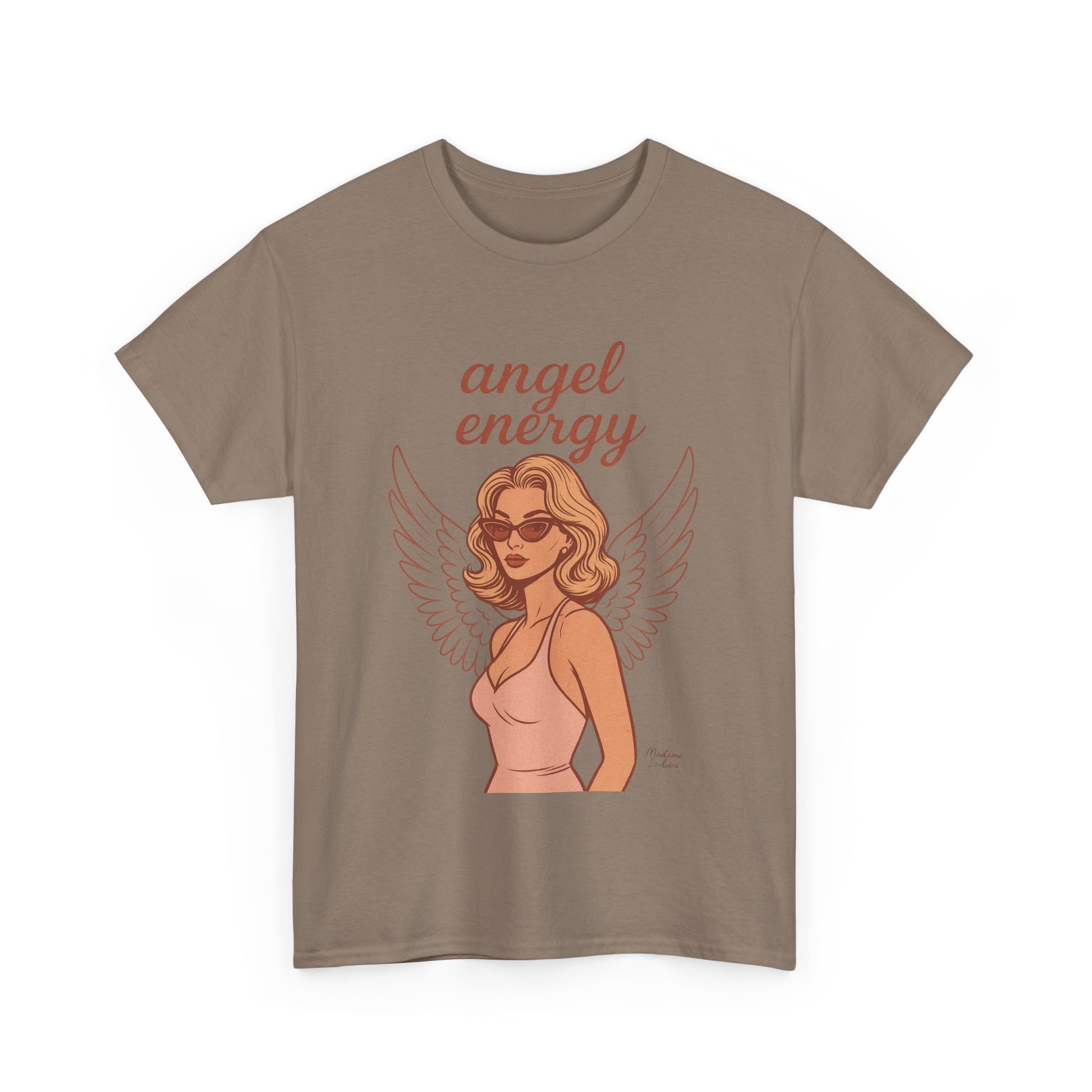 Angel Energy Unisex T-Shirt – Vintage Retro Graphic Tee, Spiritual Pin Up Shirt, Feminine Aesthetic Empowerment Top - Madame Soulière