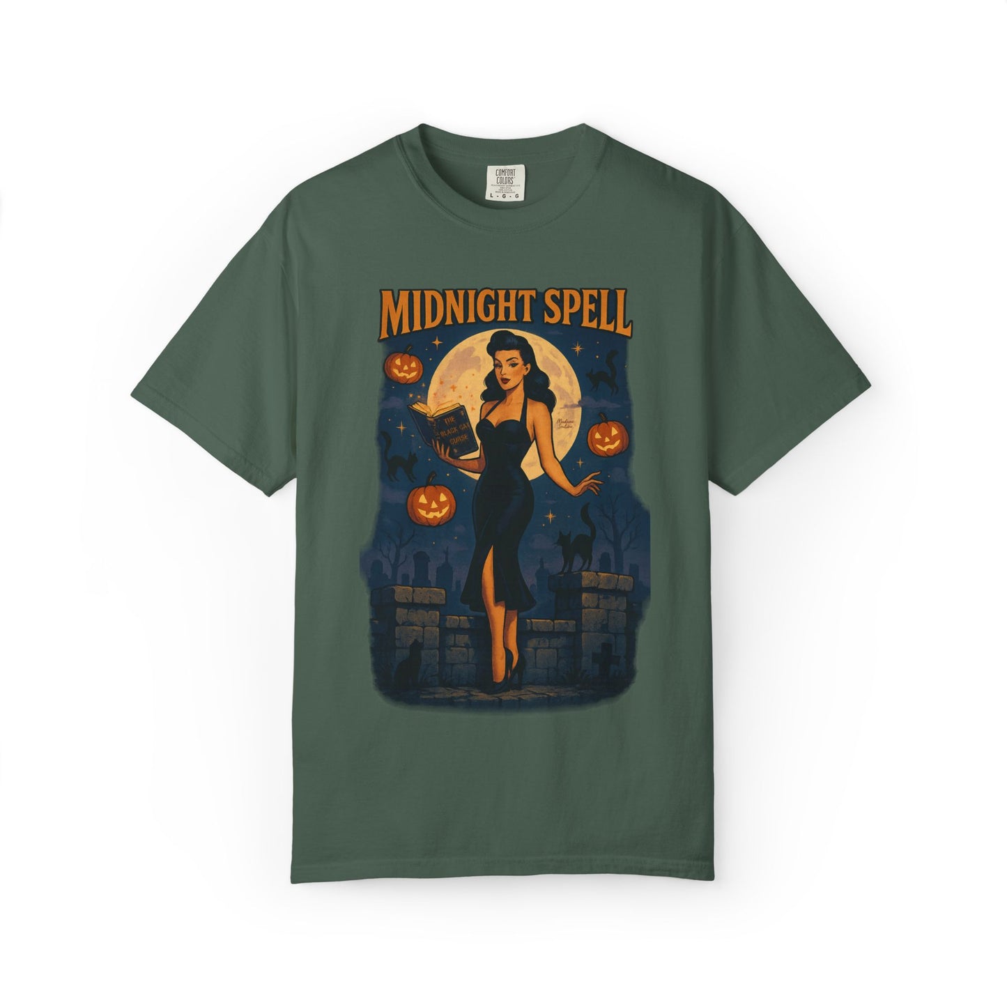 Midnight Spell Halloween Unisex T-Shirt – Retro Witch Graphic Tee, Vintage Spooky Horror Top, Scary Season Shirt - Madame Soulière