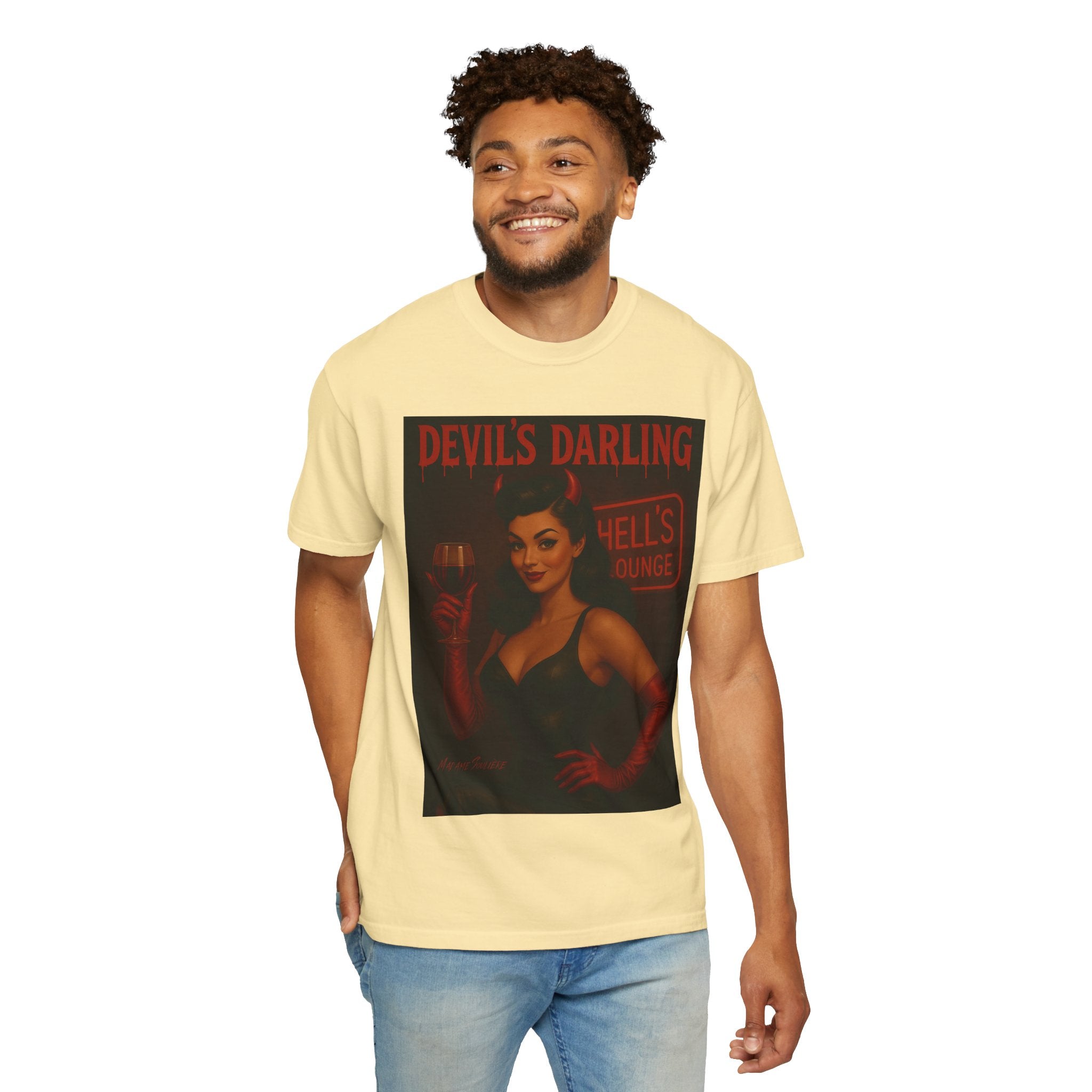 Devil’s Darling – Retro Pin-Up Devil Unisex T-Shirt