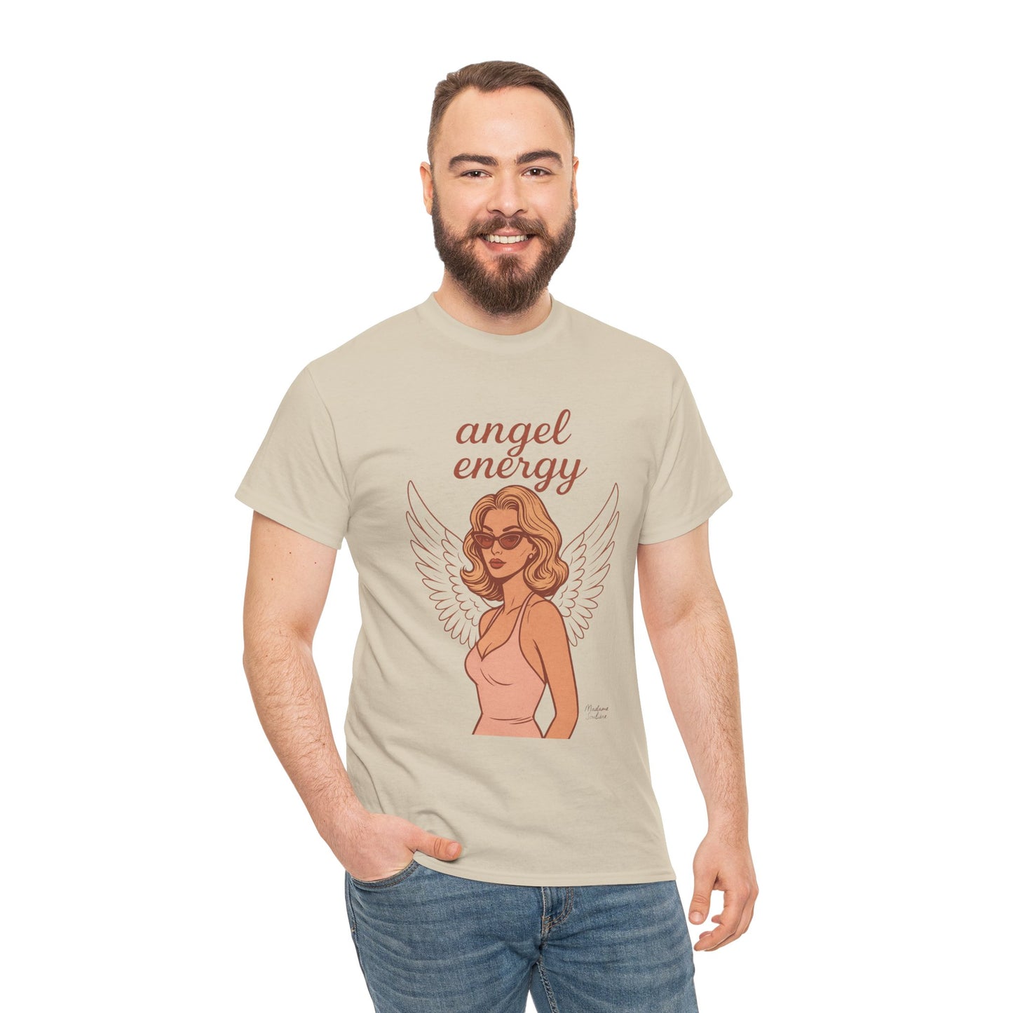 Angel Energy Unisex T-Shirt – Vintage Retro Graphic Tee, Spiritual Pin Up Shirt, Feminine Aesthetic Empowerment Top - Madame Soulière