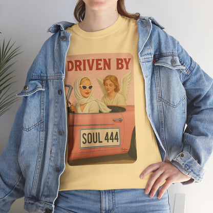 Driven by Soul 444 – Angel Number Retro Graphic Tee | Unisex Vintage Empowerment Shirt - Madame Soulière