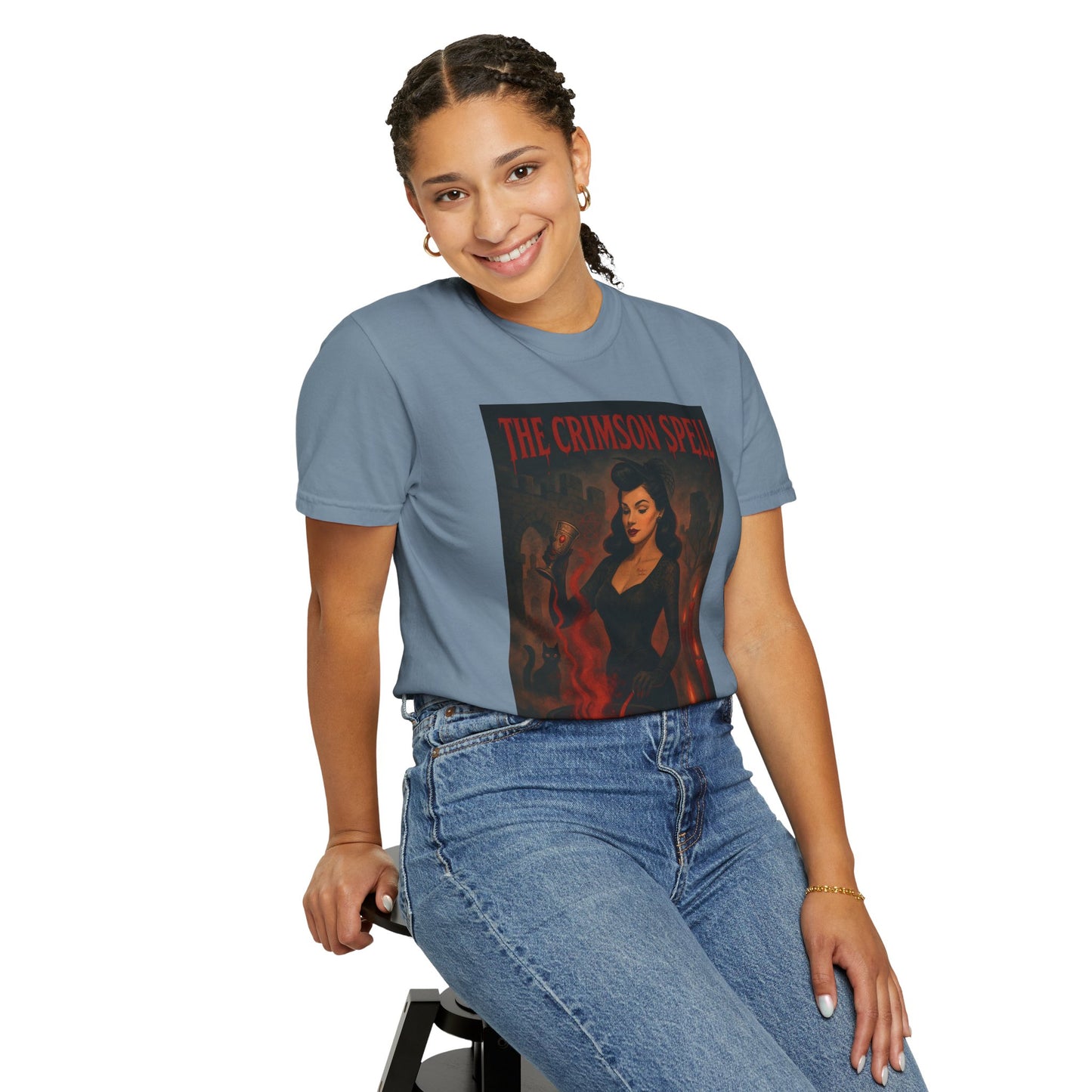 The Crimson Spell Halloween Unisex T-Shirt – Retro Witch Graphic Tee, Vintage Horror Spooky Top,  Scary Season Shirt - Madame Soulière