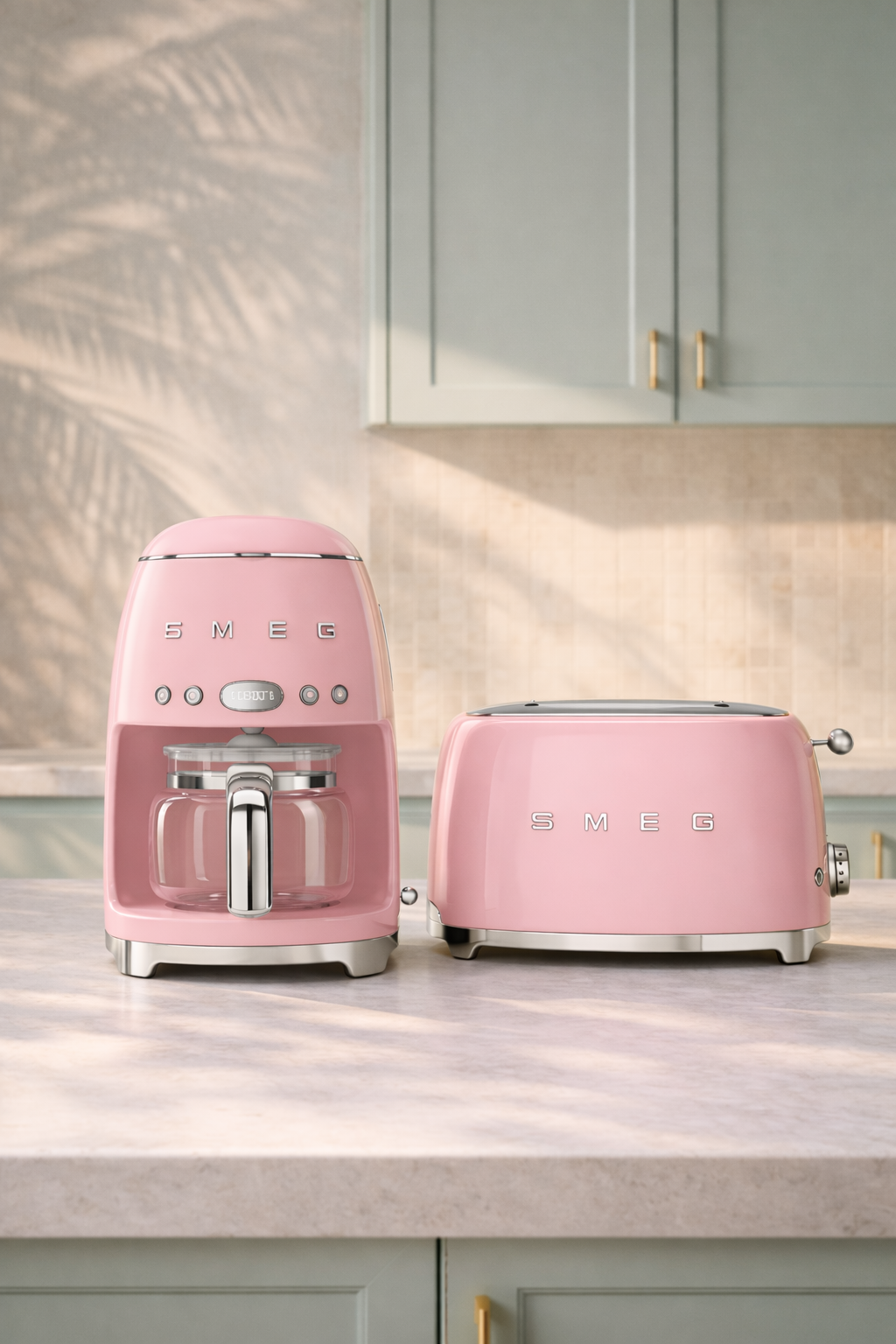 SMEG 50s Toaster & Kettle Set, Pink Aesthetic Kitchen Decor