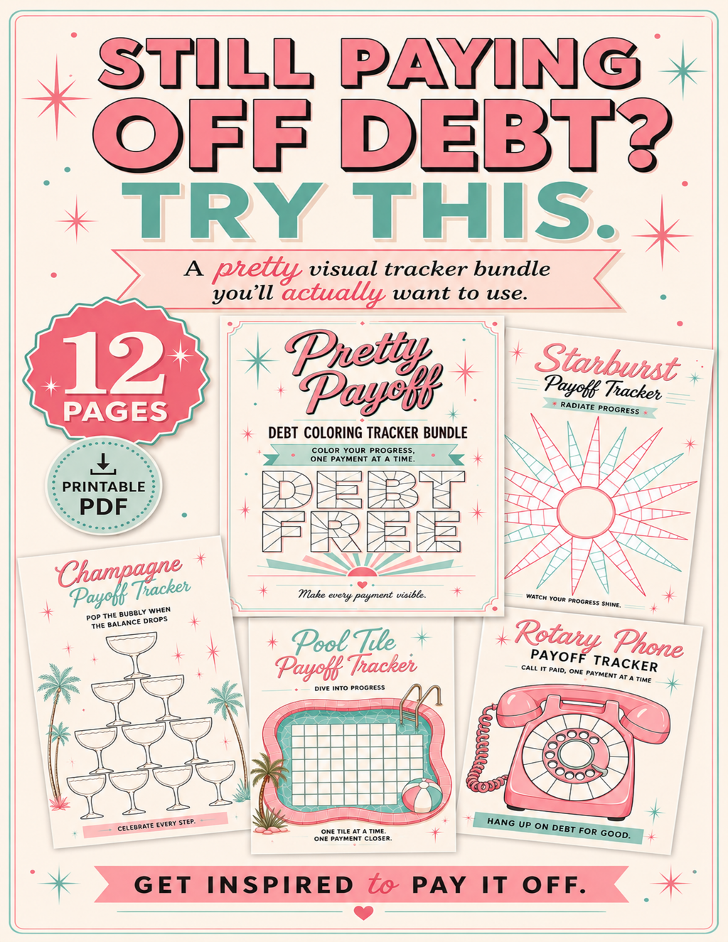 Pretty Payoff – Debt Coloring Tracker Bundle