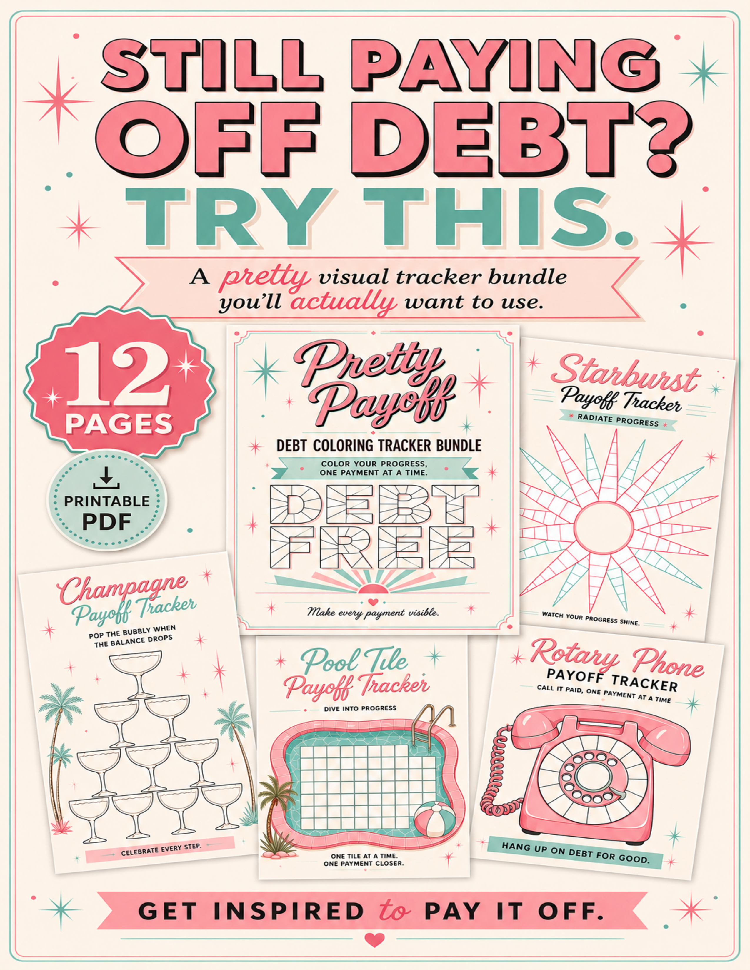 Pretty Payoff – Debt Coloring Tracker Bundle