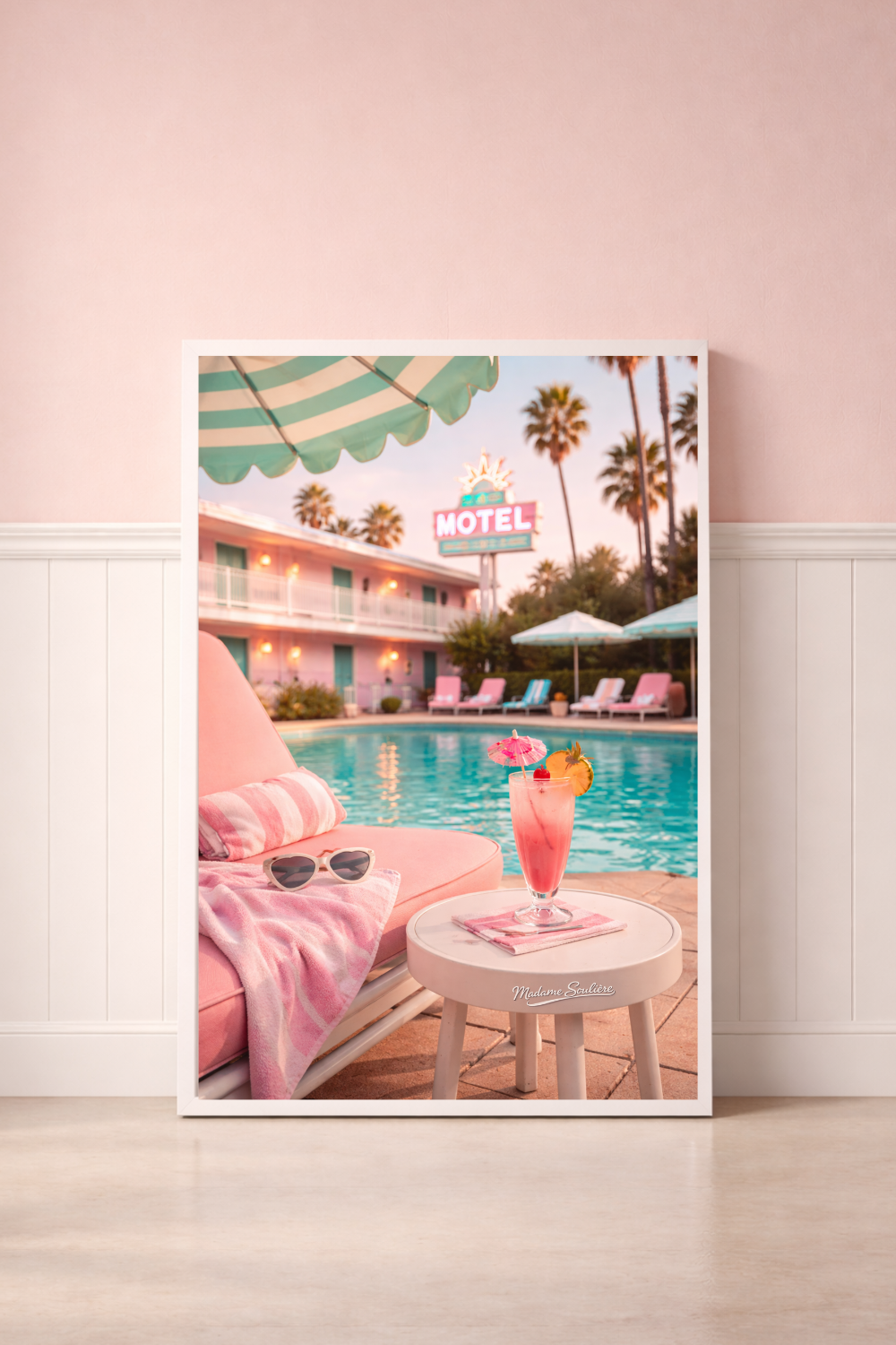 Poolside Darling - Retro Vintage Motel Digital Wall Art