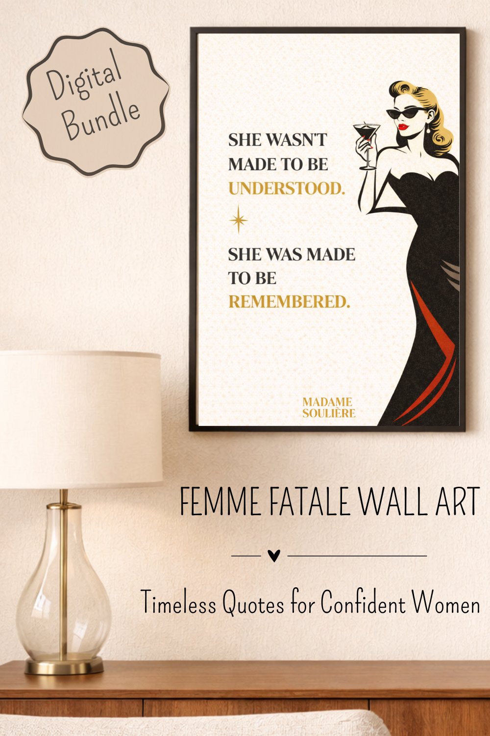 Vintage Feminine Fatal Retro Digital Wall Art Bundle